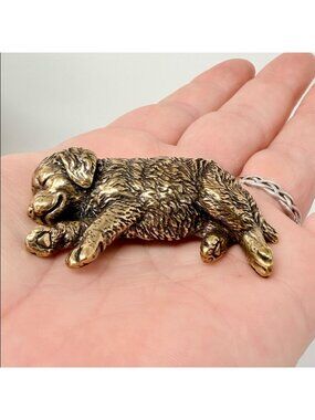 Brass Sleeping Dog Golden Retriever Loyalty Comfort Spirit Animal Altar Totem